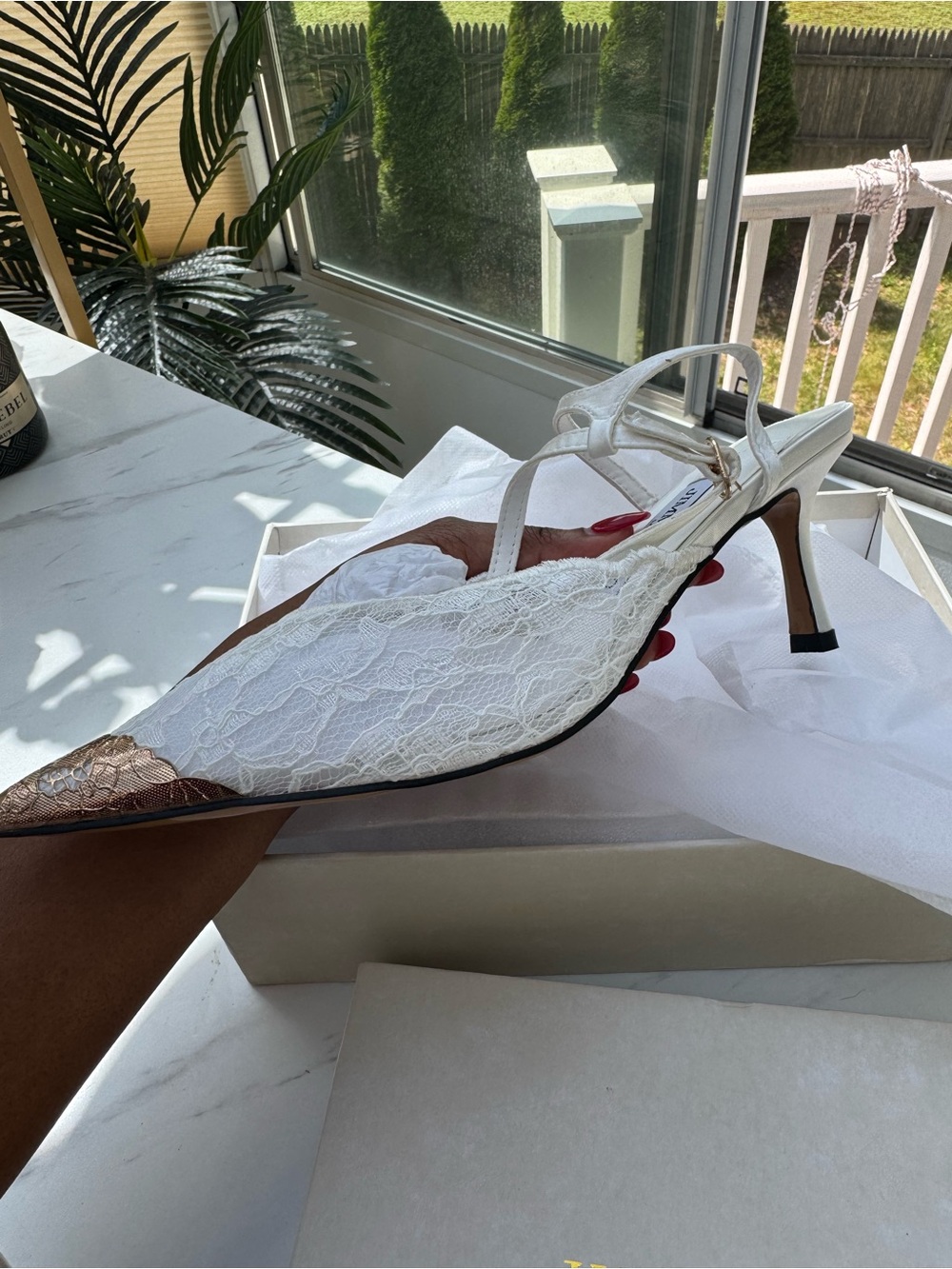 Jimmy Choo White Lace Slingback Pointed Toe Heels - Picture 1 of 9